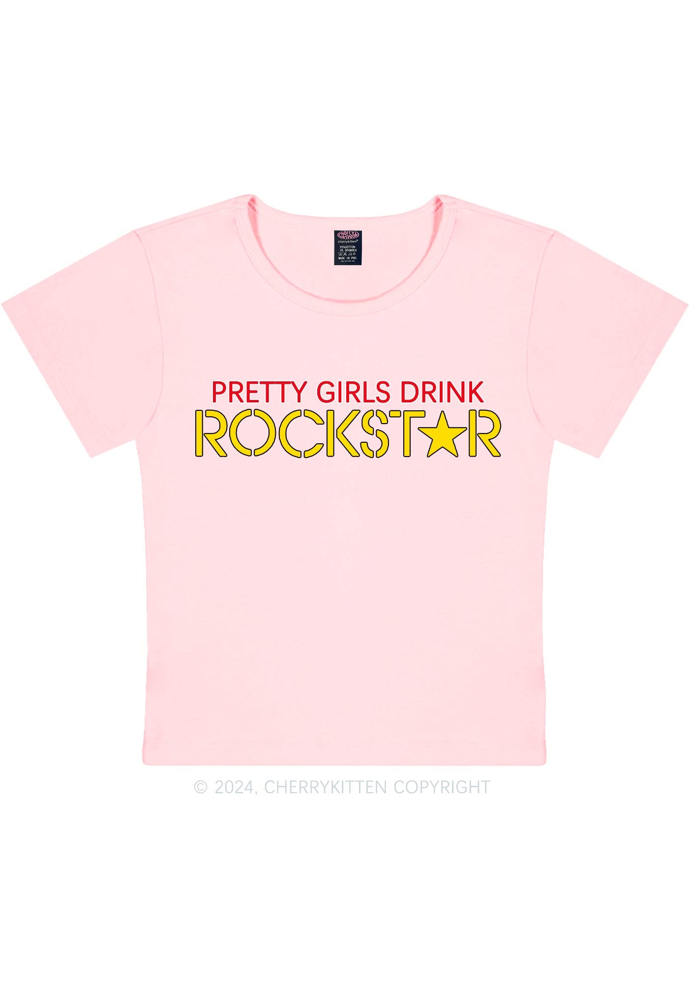 Pretty Girls Drink Rockstar Y2K Baby Tee Cherrykitten