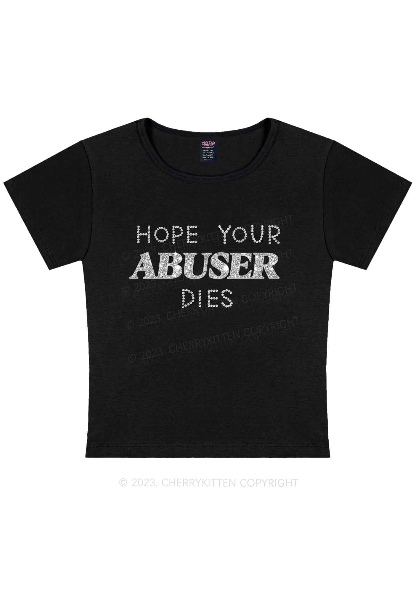 Curvy Hope Your Abuser Dies Y2K Baby Tee Cherrykitten