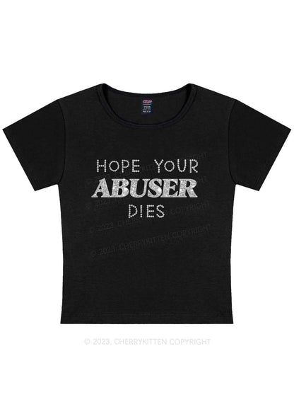 Curvy Hope Your Abuser Dies Y2K Baby Tee Cherrykitten