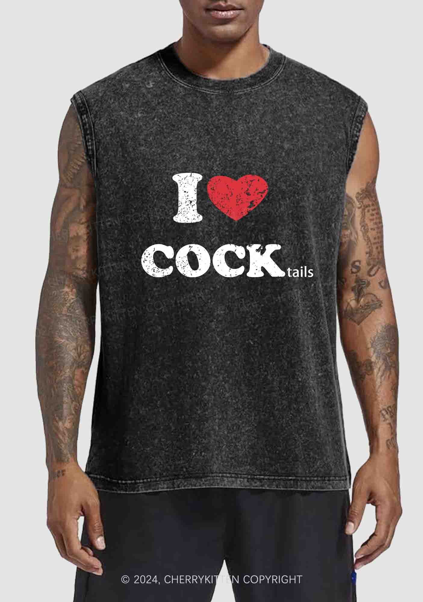 I Love Cocktails Y2K Washed Tank Cherrykitten