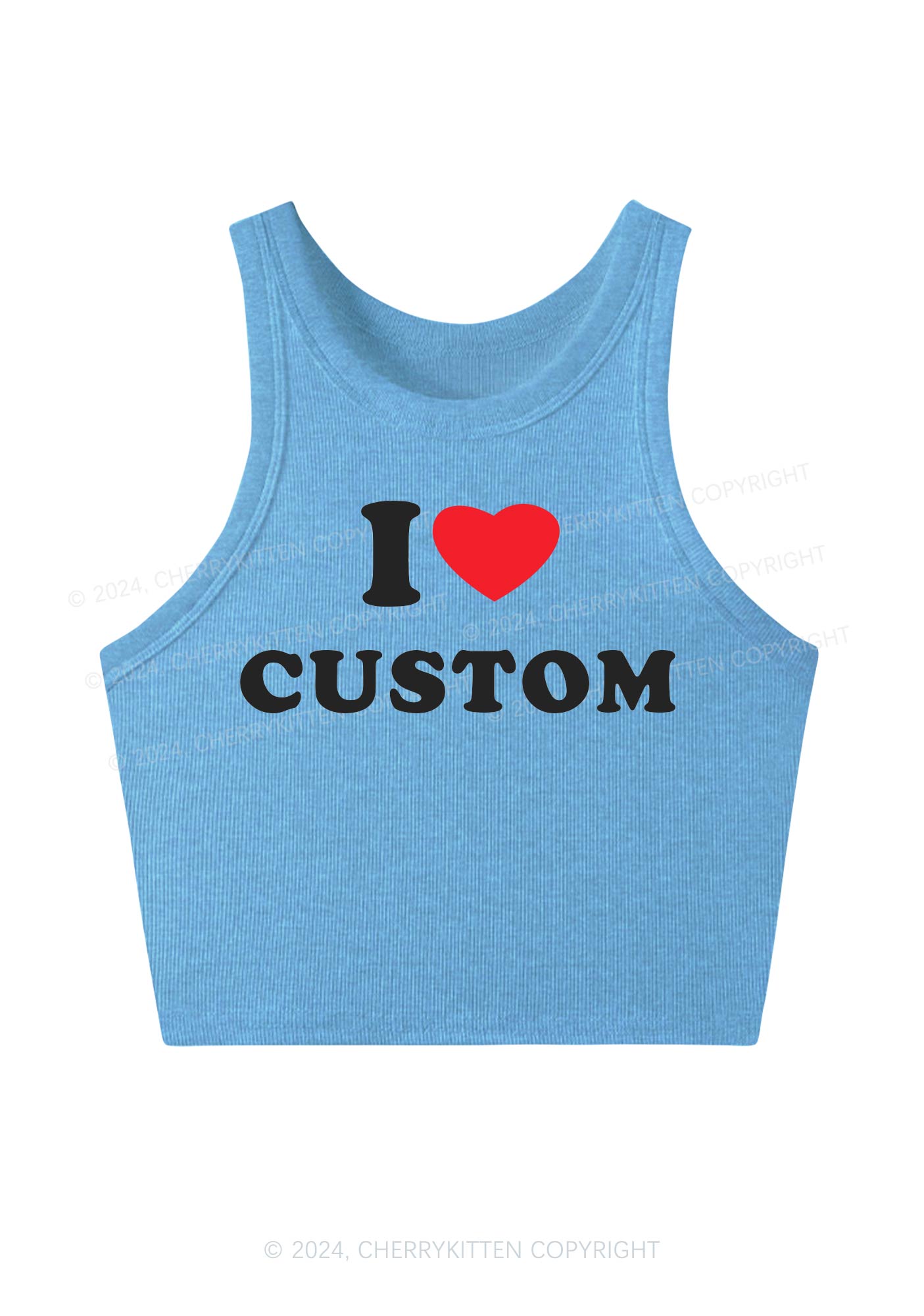 I Love Custom Personalized Y2K Crop Tank Top Cherrykitten