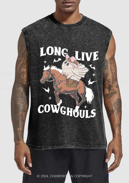 Halloween Long Live Cowghouls Y2K Washed Tank Cherrykitten