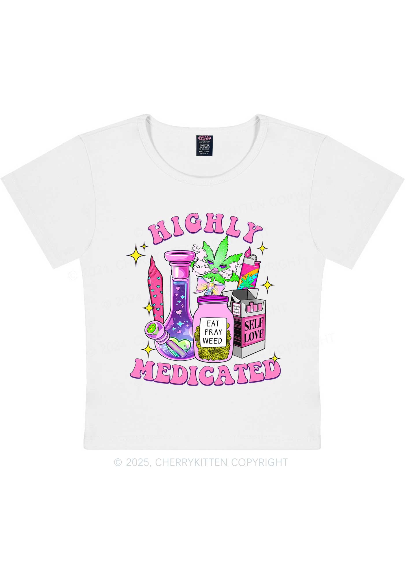 Highly Medicated Y2K Baby Tee Cherrykitten