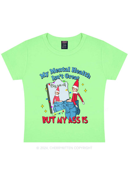 Christmas Big Axx Elf Y2K Baby Tee Cherrykitten