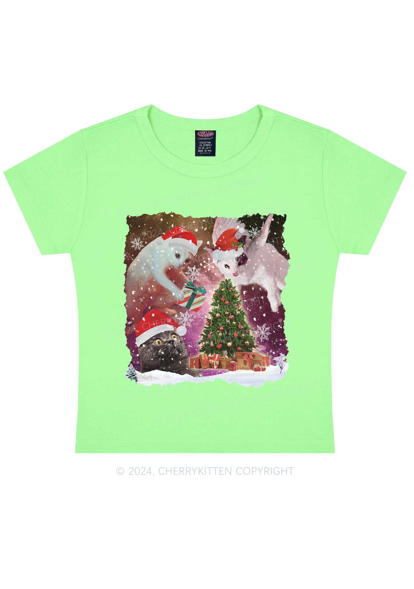 Christmas Cats Gift Y2K Baby Tee Cherrykitten