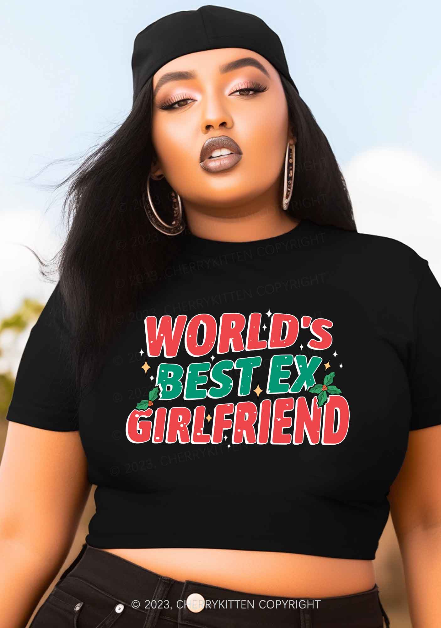 World's Best Ex Christmas Y2K Baby Tee Cherrykitten