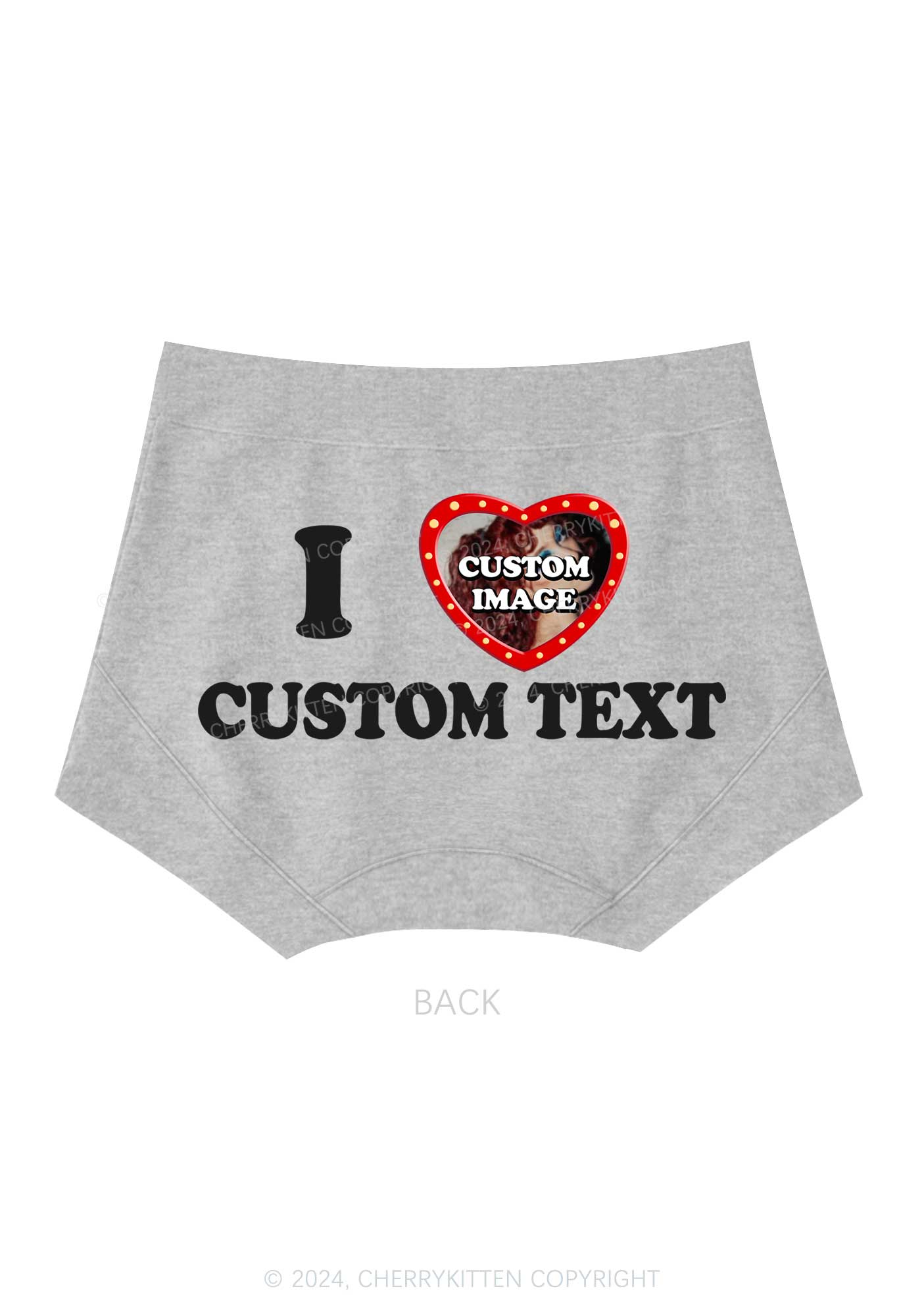 Custom Text&Photo Y2K Mid Rise Waist Boyshort Cherrykitten