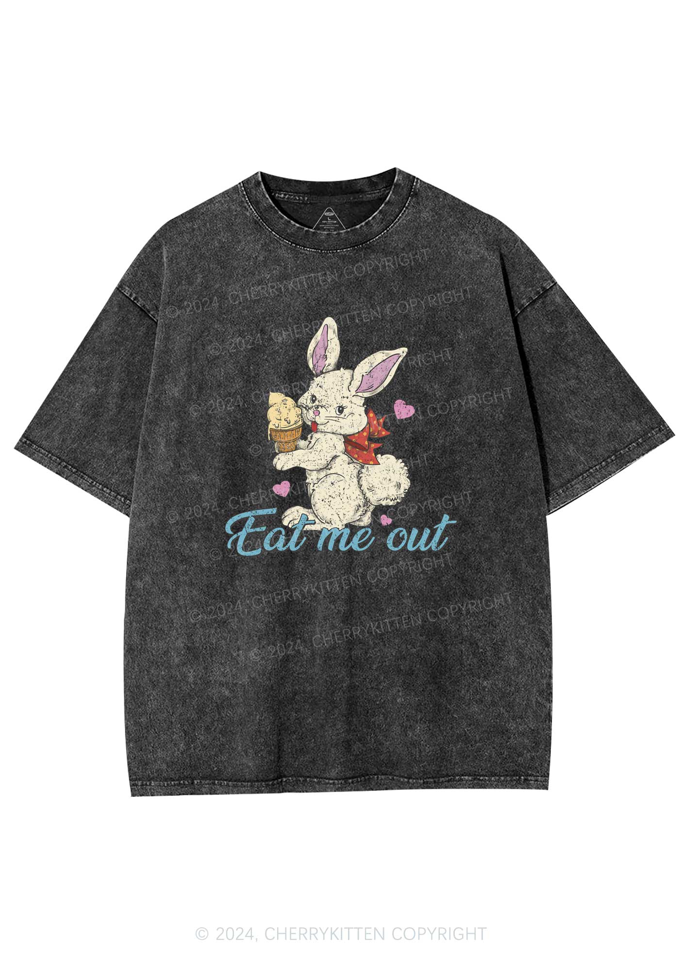 Eat Me Out Bunny Y2K Washed Tee Cherrykitten