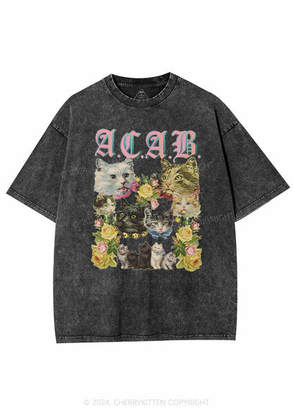 ACAB Cats Are Beautiful Y2K Washed Tee Cherrykitten