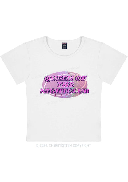 Curvy Queen Of Nightclub Y2K Baby Tee Cherrykitten