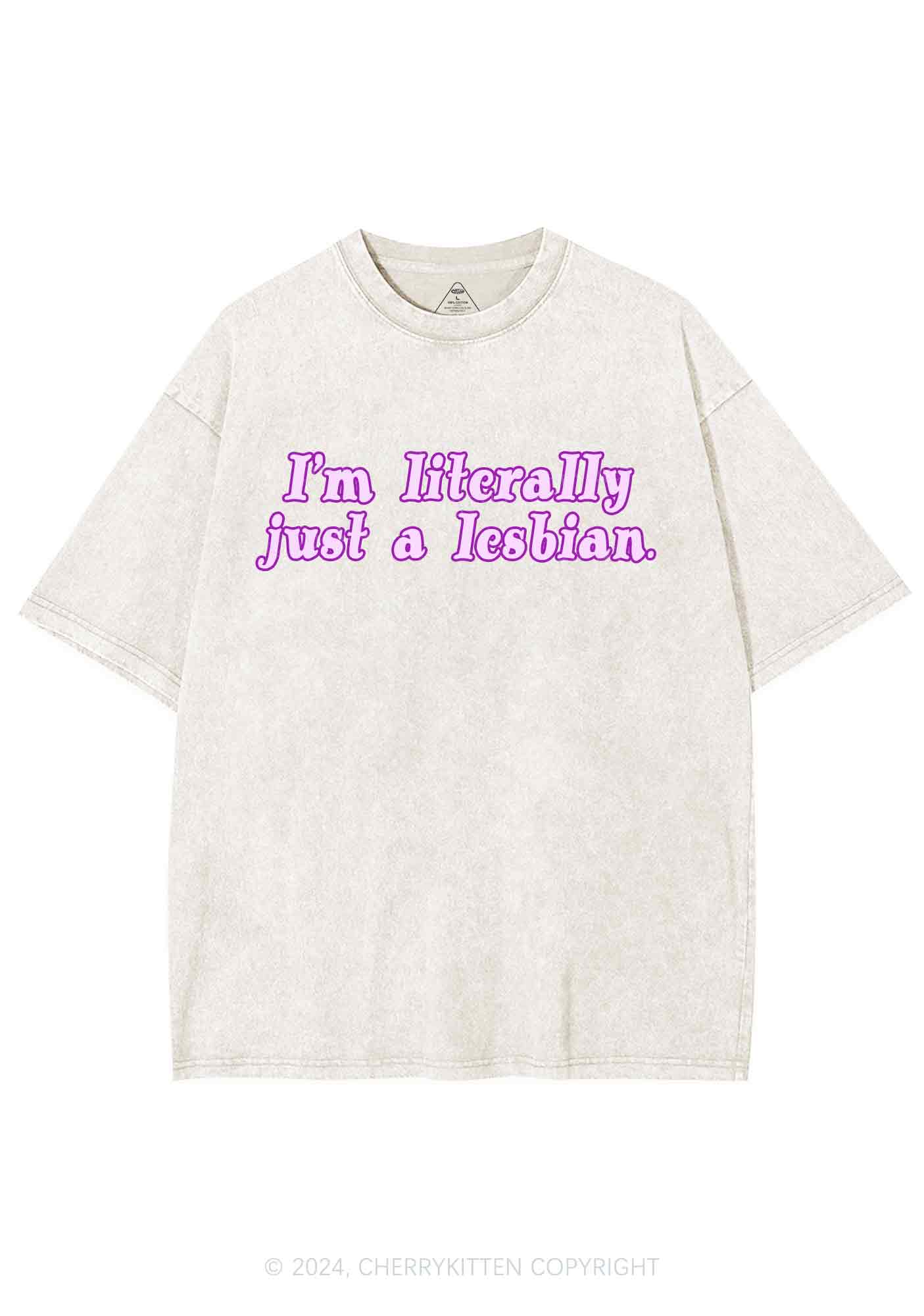 Literally Just A Lesbian Y2K Washed Tee Cherrykitten