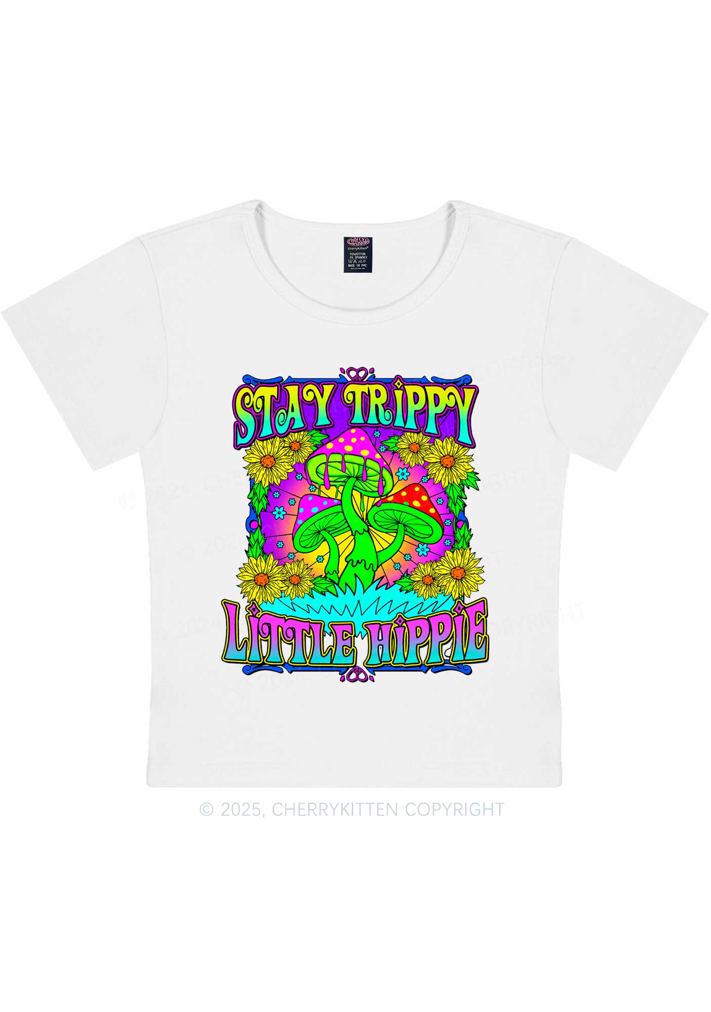 Stay Trippy Little Hippie Y2K Baby Tee Cherrykitten