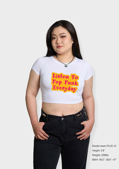 Curvy Listen To Pop Punk Everyday Baby Tee