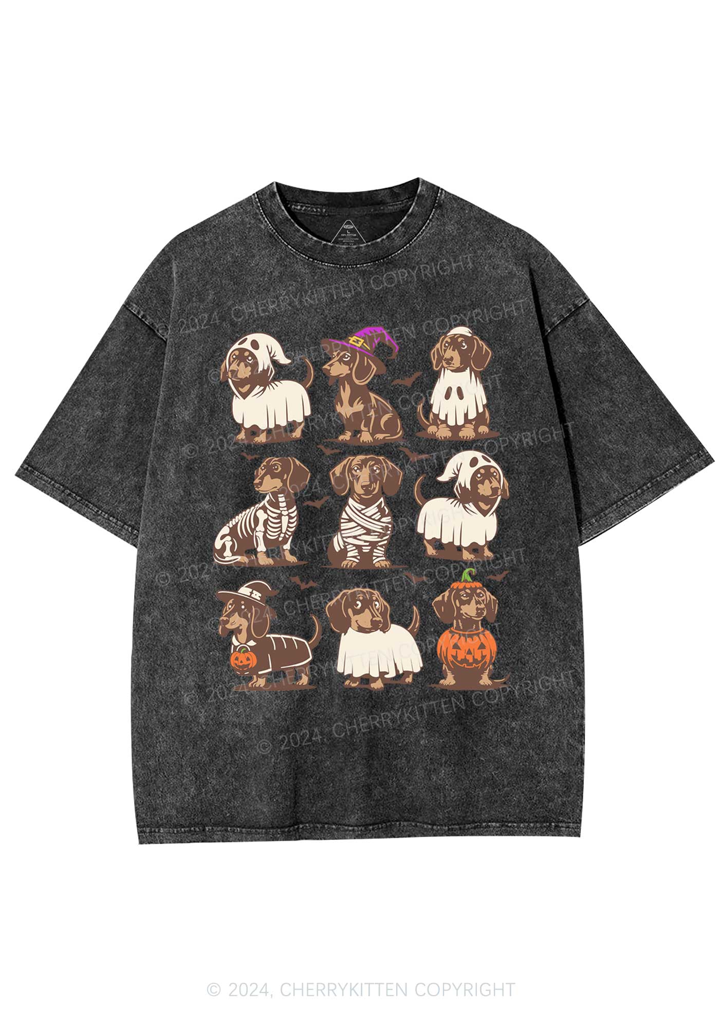 Halloween Dachshund Y2K Washed Tee Cherrykitten