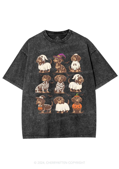 Halloween Dachshund Y2K Washed Tee Cherrykitten