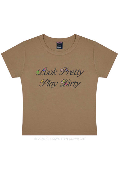 Look Pretty Play Dirty Y2K Baby Tee Cherrykitten