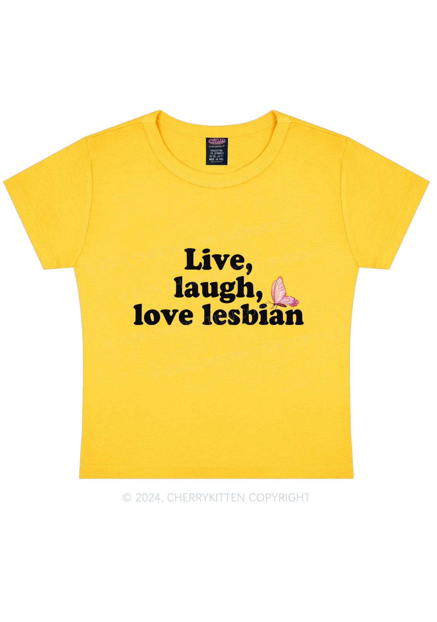 Live Laugh Love Lesbian Y2K Baby Tee Cherrykitten