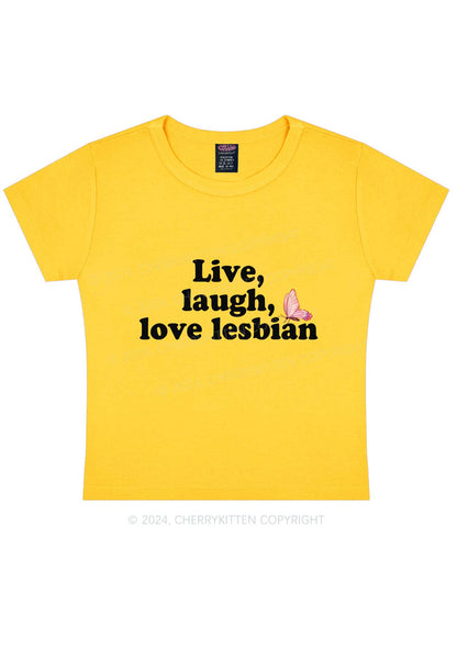 Live Laugh Love Lesbian Y2K Baby Tee Cherrykitten