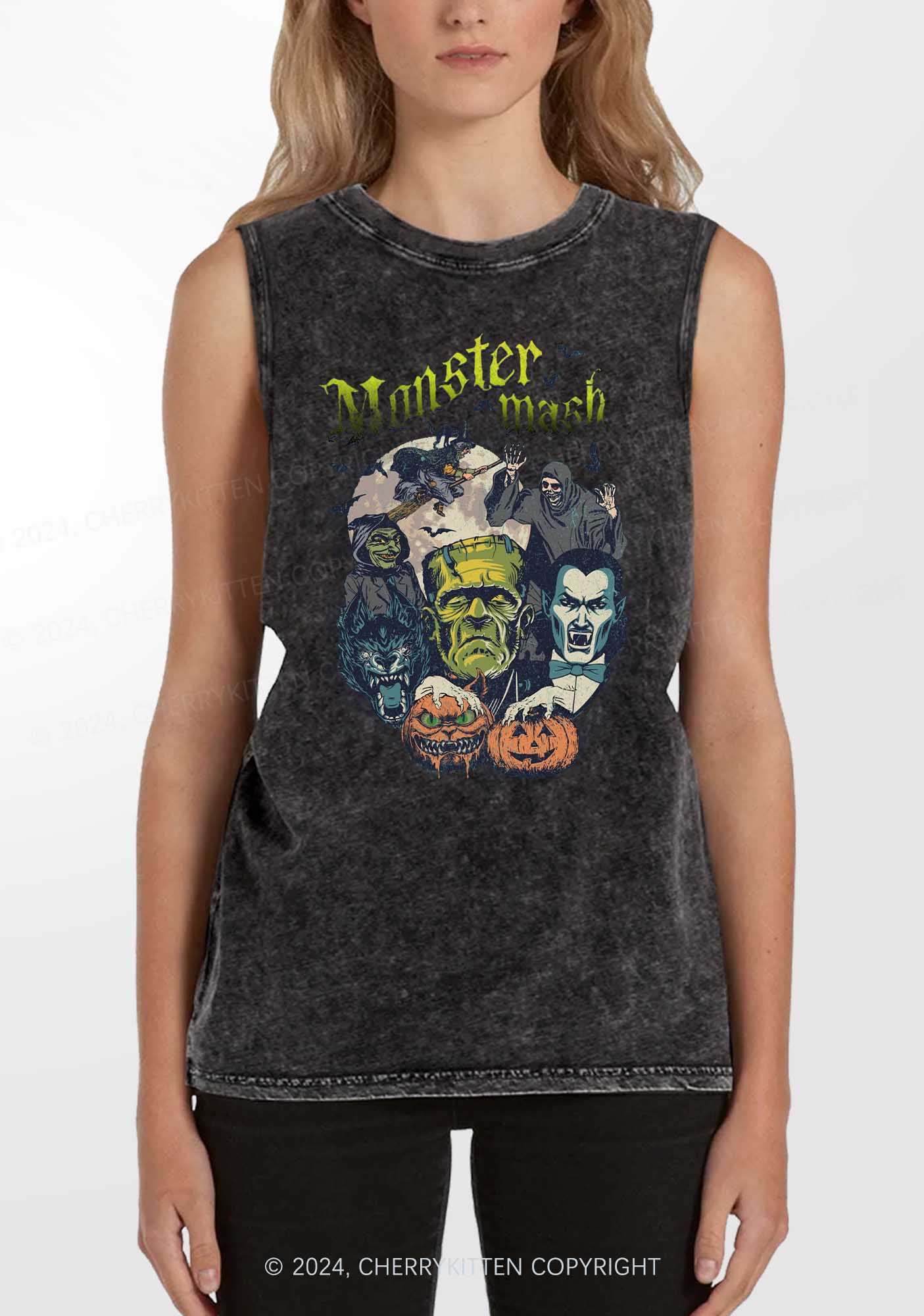 Halloween Monster Mash Y2K Washed Tank Cherrykitten