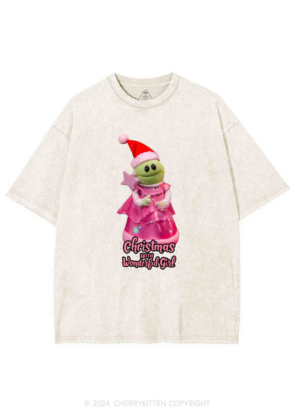 Christmas Wonderful Girl Y2K Washed Tee Cherrykitten