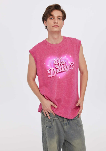 Pink Yes Daddy Y2K Valentine's Day Washed Tank Cherrykitten