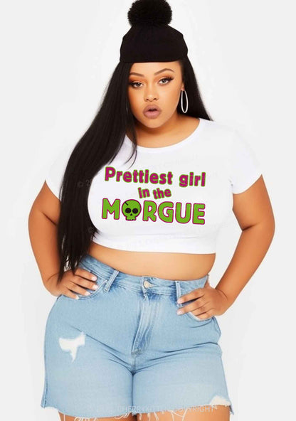 Curvy Prettiest Girl In The Morgue Y2K Baby Tee Cherrykitten