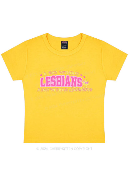 A Day Without Lesbians Y2K Baby Tee Cherrykitten