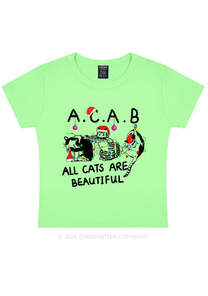 Christmas ACAB Cats Y2K Baby Tee Cherrykitten