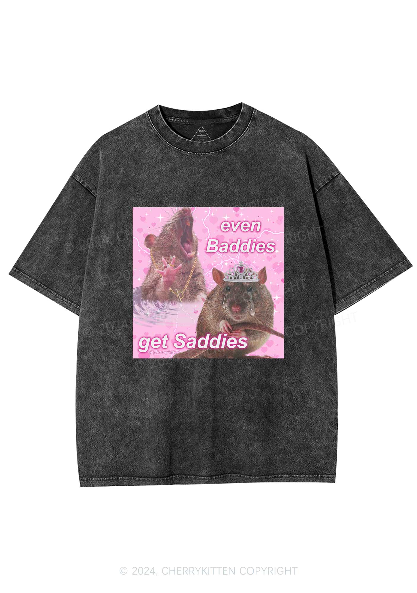 Rat Princess Get Saddies Y2K Washed Tee Cherrykitten