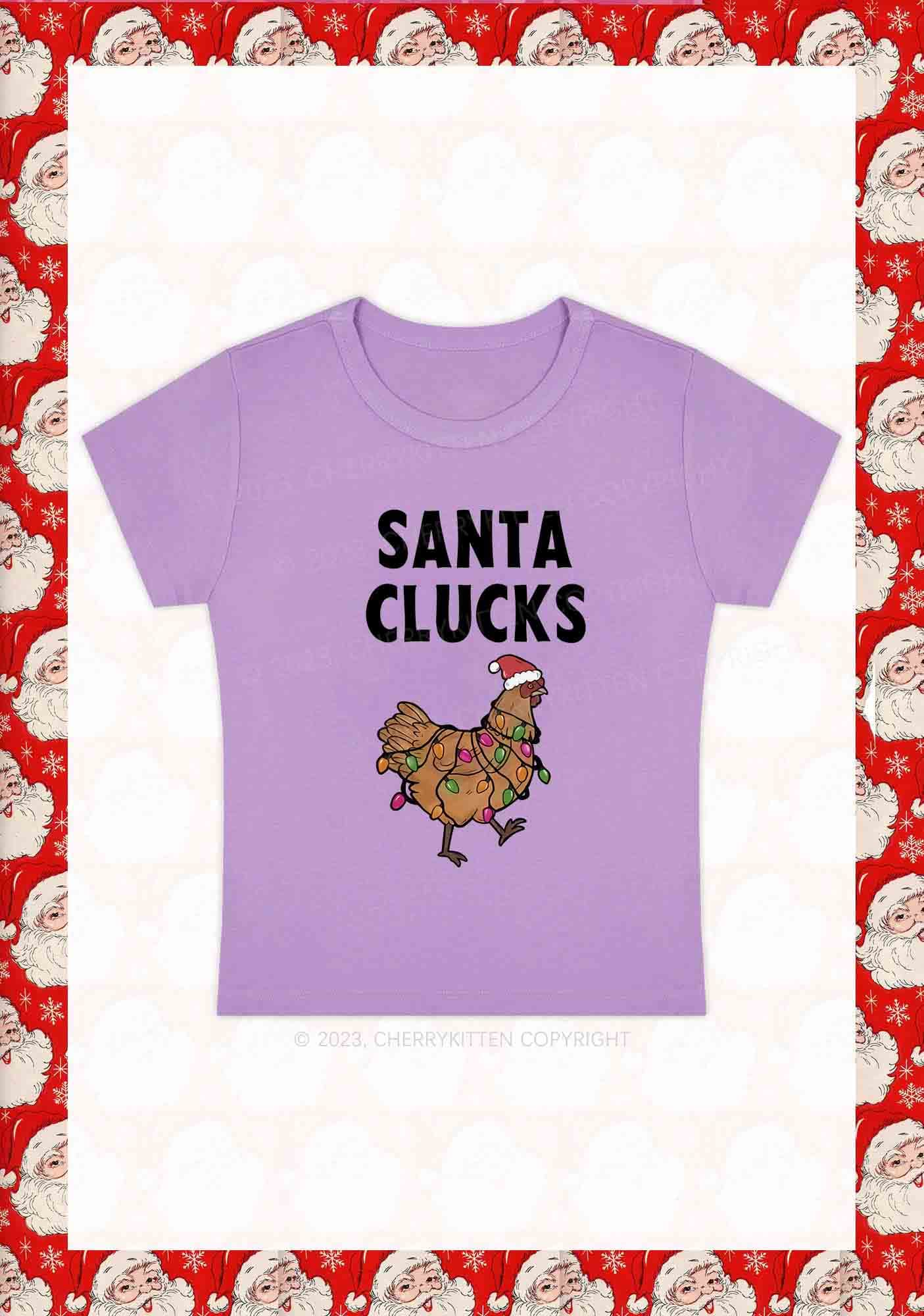 Santa Hat Clucks Christmas Y2K Baby Tee Cherrykitten