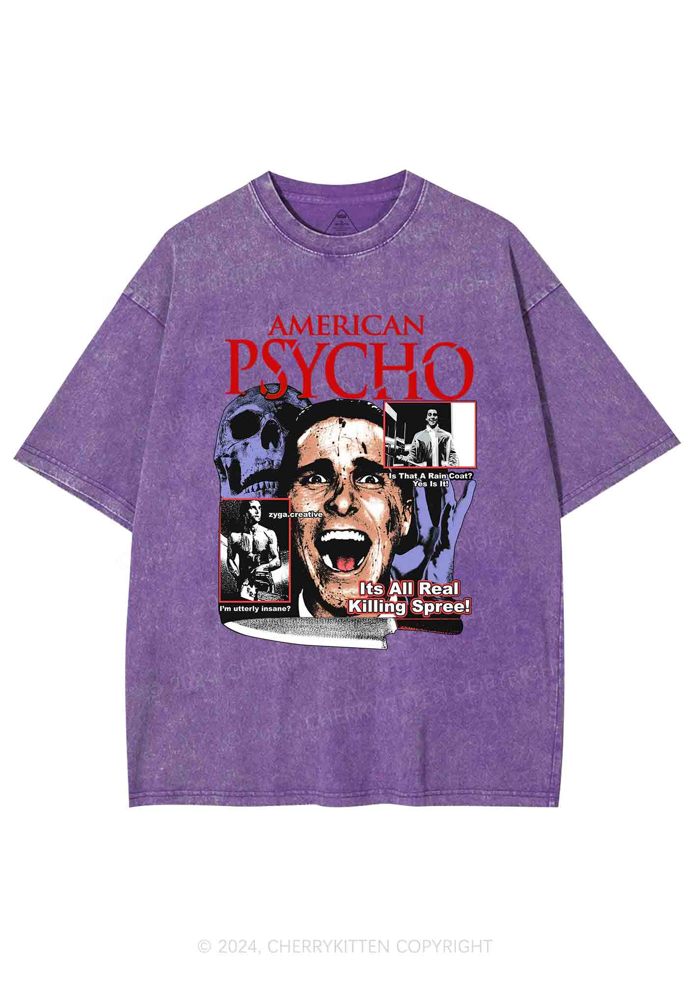 Halloween American Psycho Y2K Washed Tee Cherrykitten