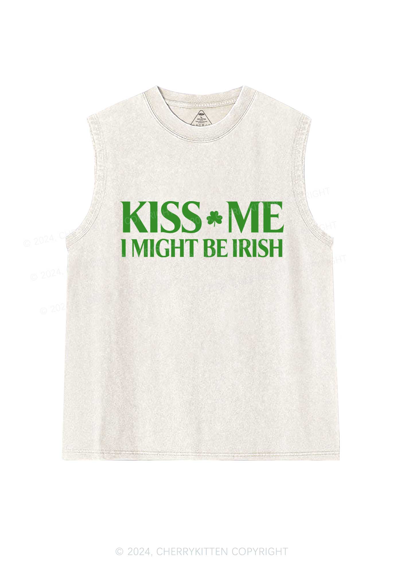 Kiss Me St Patricks Y2K Washed Tank Cherrykitten