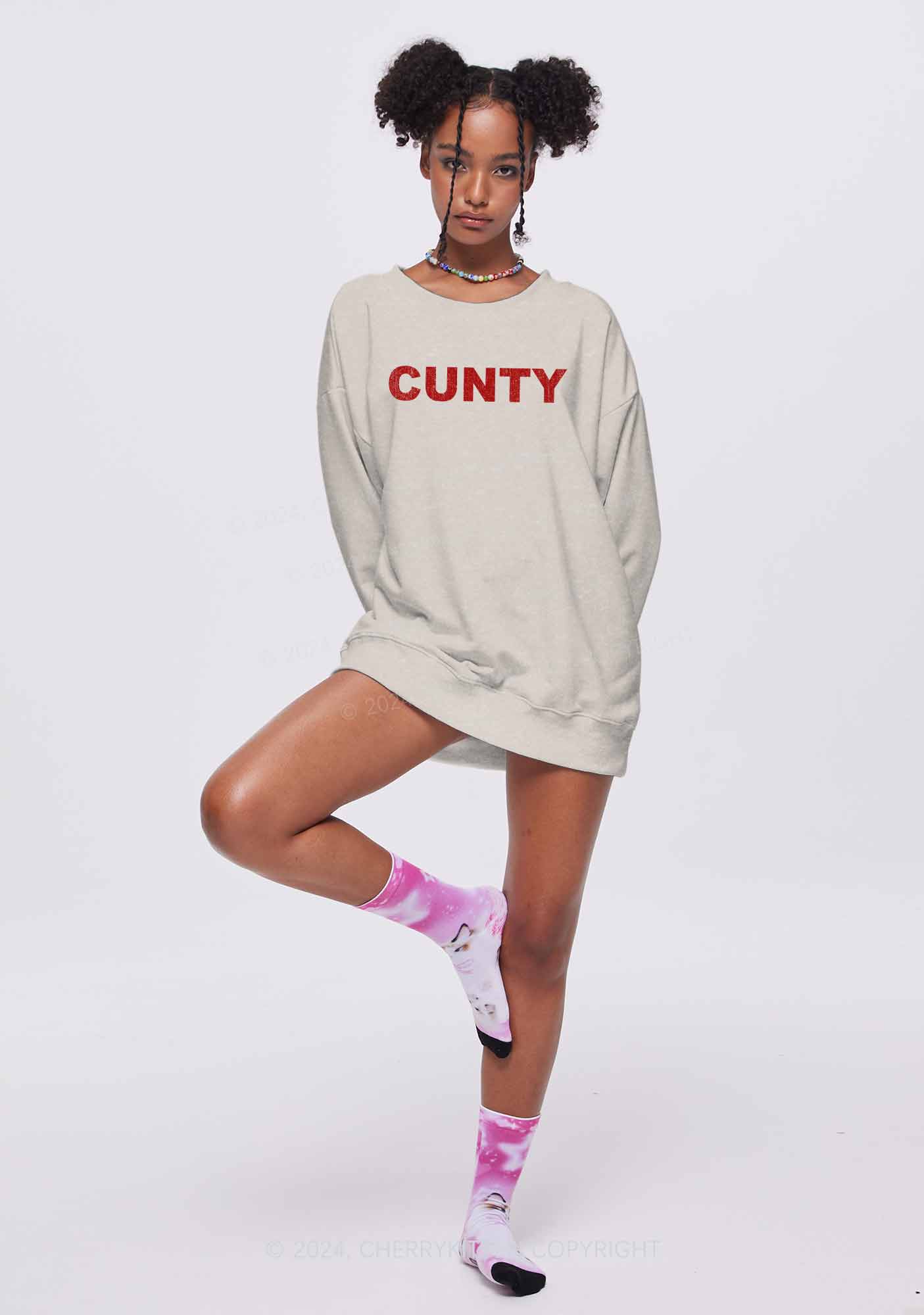 Cunty Y2K Washed Sweatshirts Cherrykitten