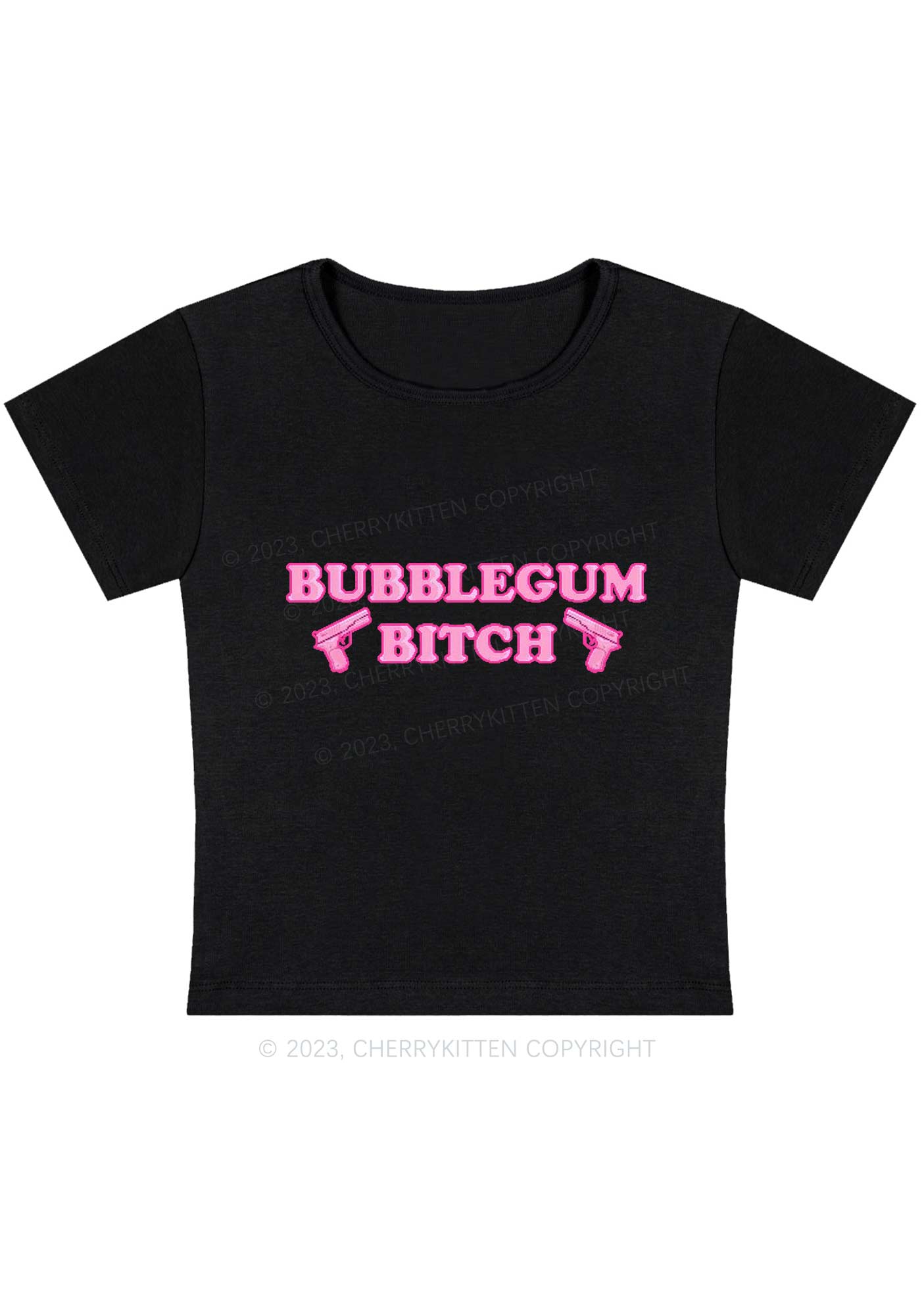 Curvy Bubblegum Bxtch Baby Tee Cherrykitten