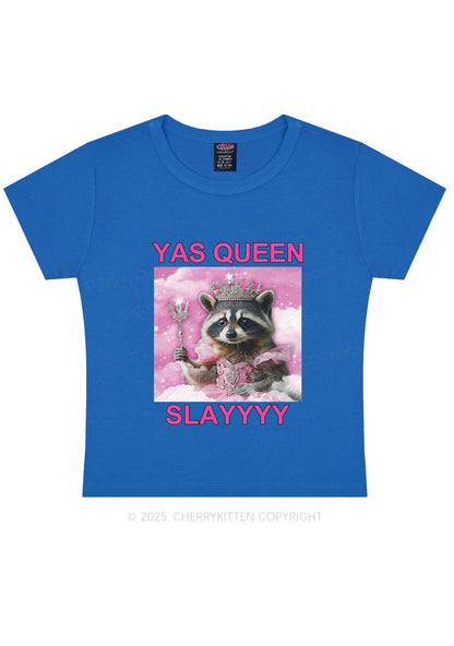 Yas Queen Slay Raccoon Y2K Baby Tee Cherrykitten