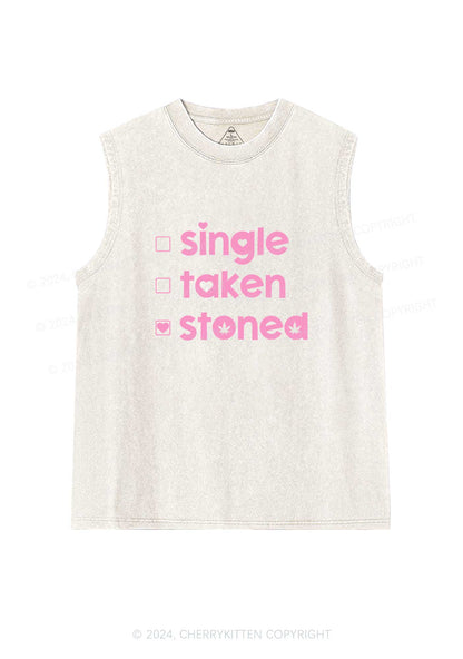 Single Taken Stoned Y2K Valentine's Day Washed Tank Cherrykitten