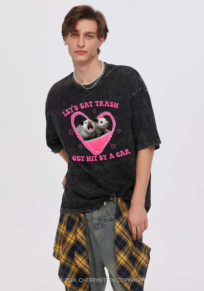 Lets Eat Trash Y2K Valentine's Day Washed Tee Cherrykitten