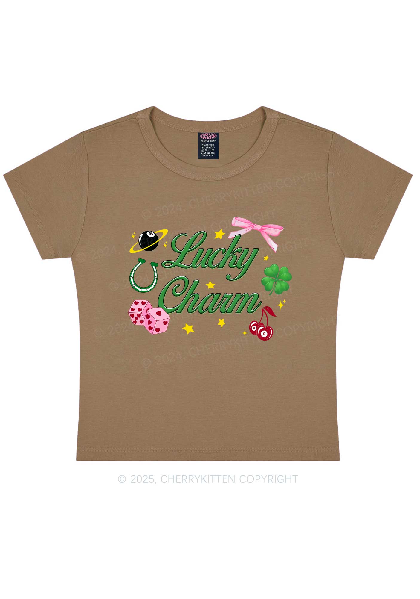 Lucky Charm St Patricks Y2K Baby Tee Cherrykitten