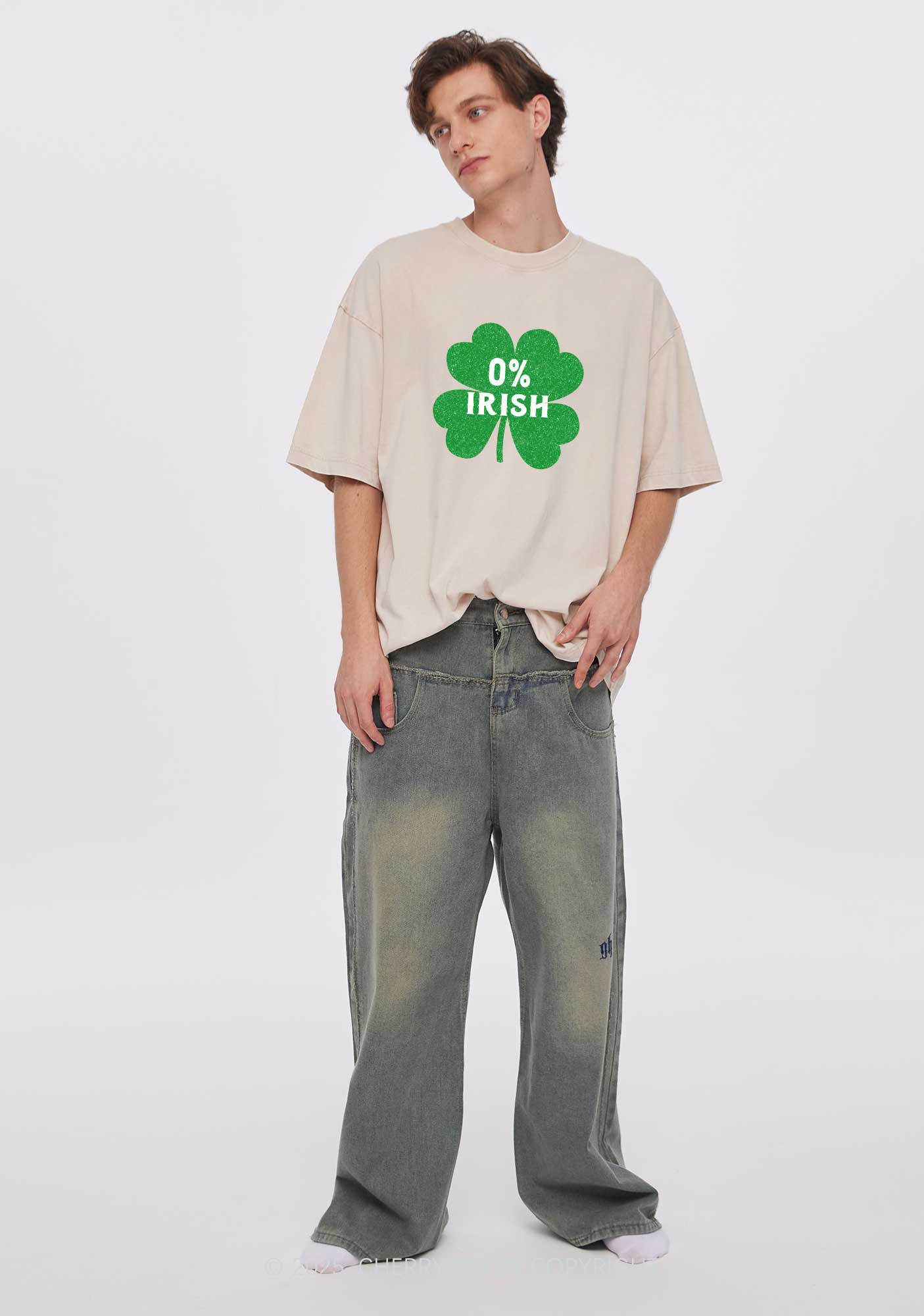 Zero Percent Irish St Patricks Y2K Washed Tee Cherrykitten