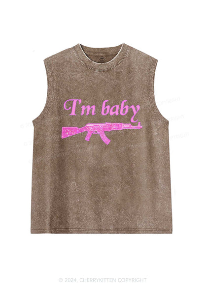 I Am Baby Y2K Washed Tank Cherrykitten