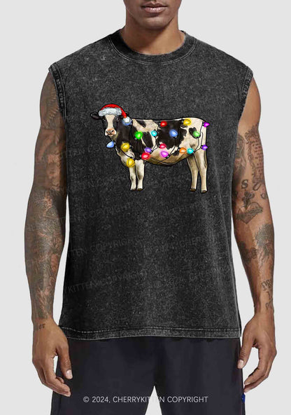 Christmas Cow Y2K Washed Tank Cherrykitten