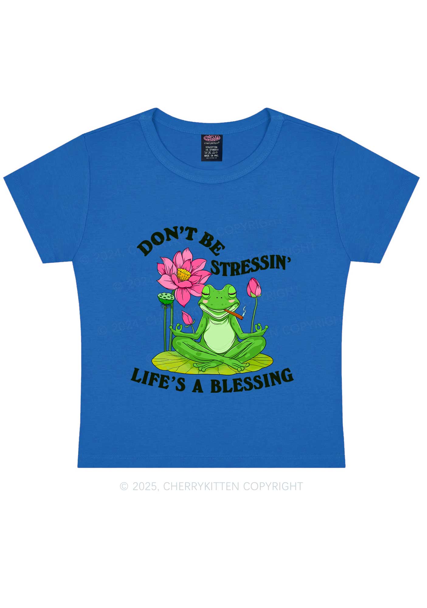 Dont Be Stressin Frog Y2K Baby Tee Cherrykitten