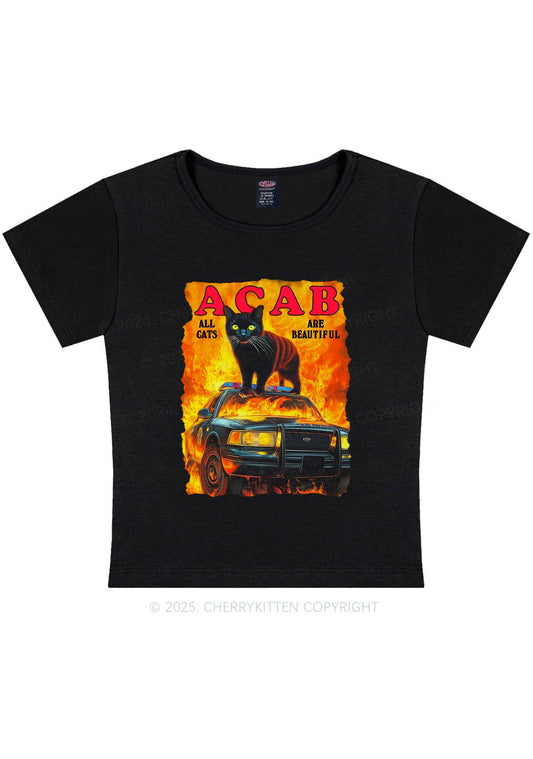 ACAB Beautiful Cats Y2K Baby Tee Cherrykitten