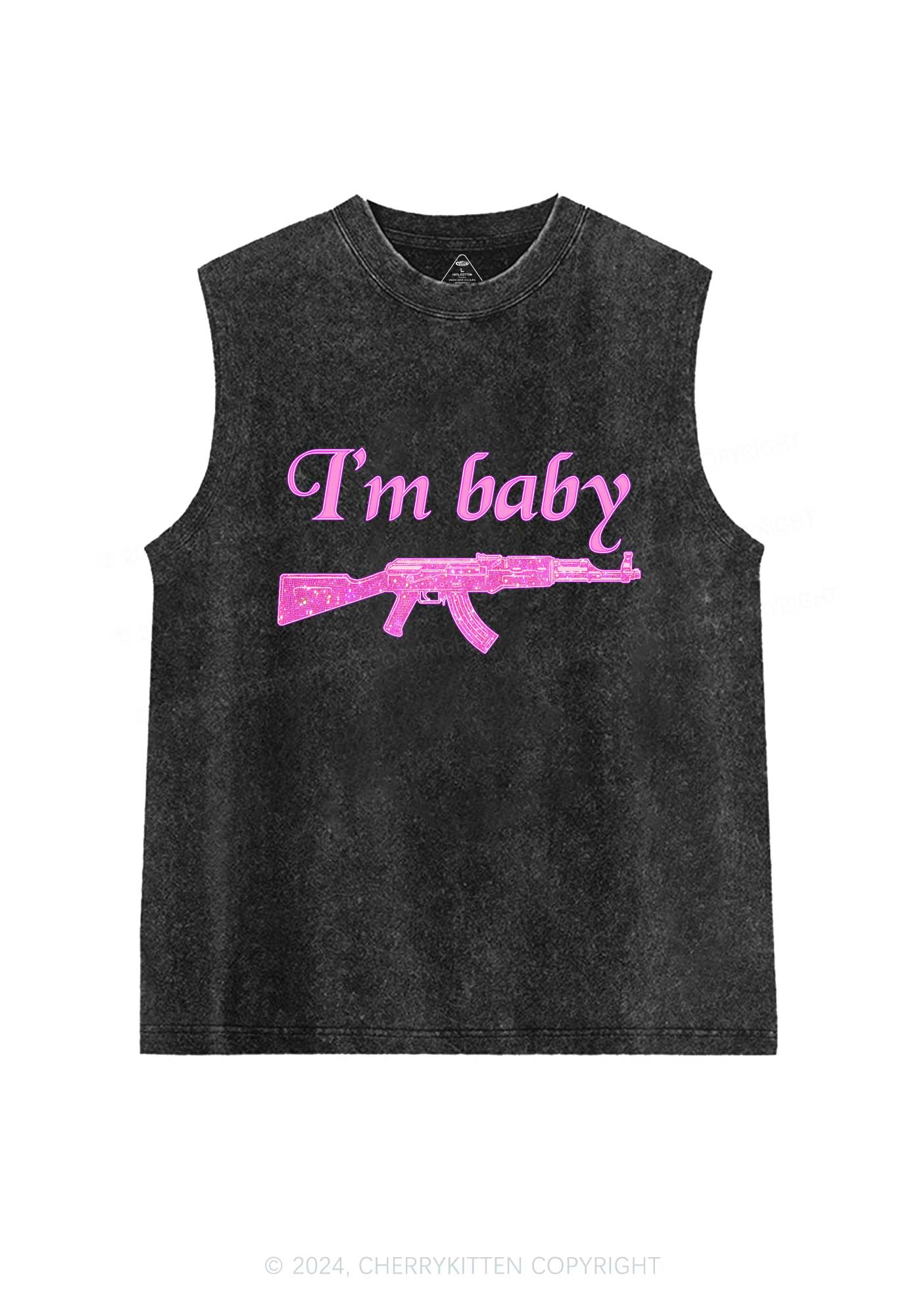 I Am Baby Y2K Washed Tank Cherrykitten