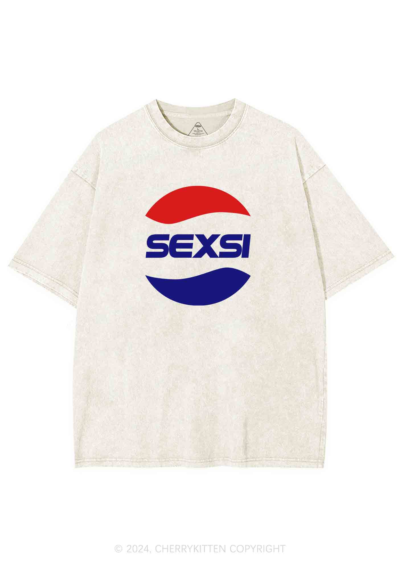 Red Blue Sexsi Y2K Washed Tee Cherrykitten