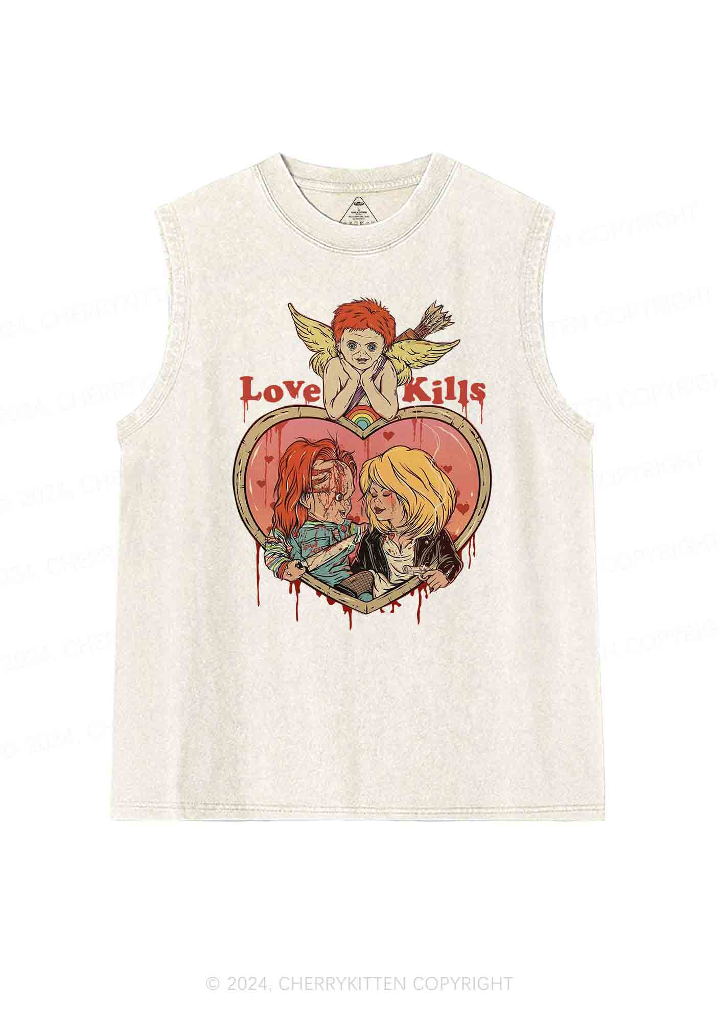 Halloween Love Kills Y2K Washed Tank Cherrykitten