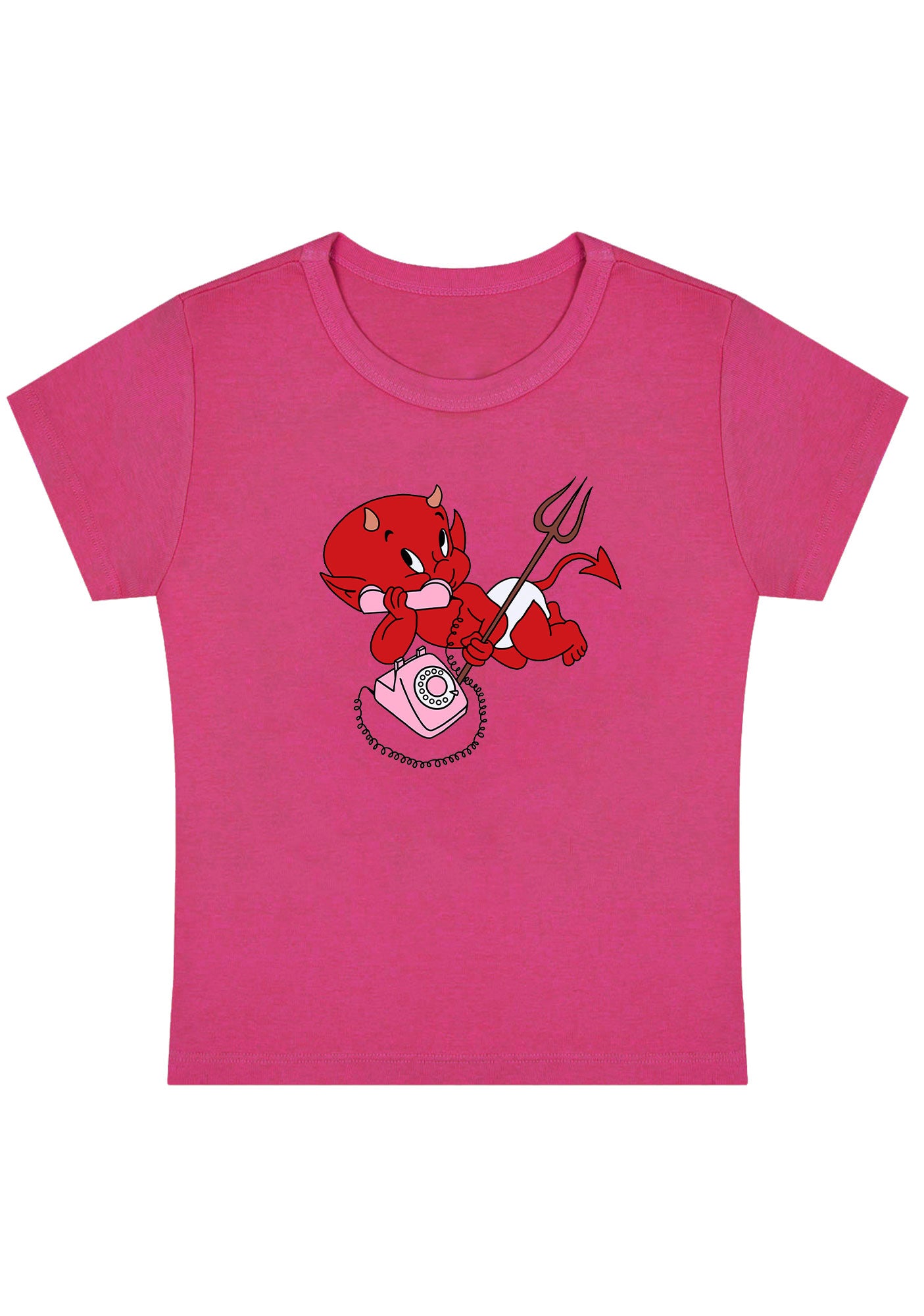 Curvy Little Devil On The Phone Baby Tee