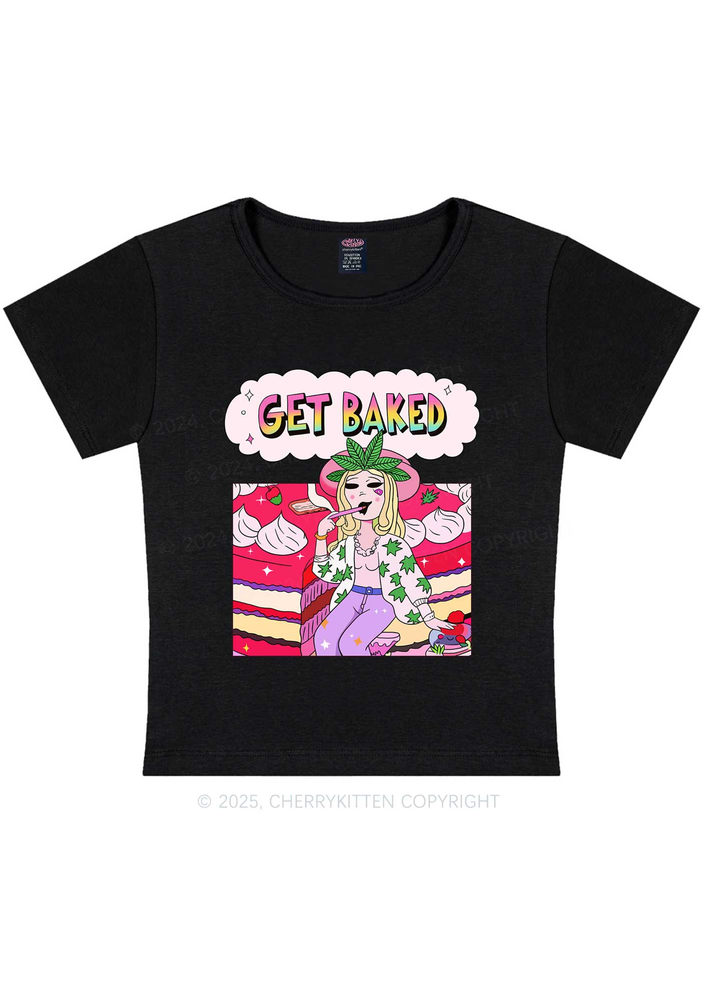 Get Baked Wxxd Y2K Baby Tee Cherrykitten