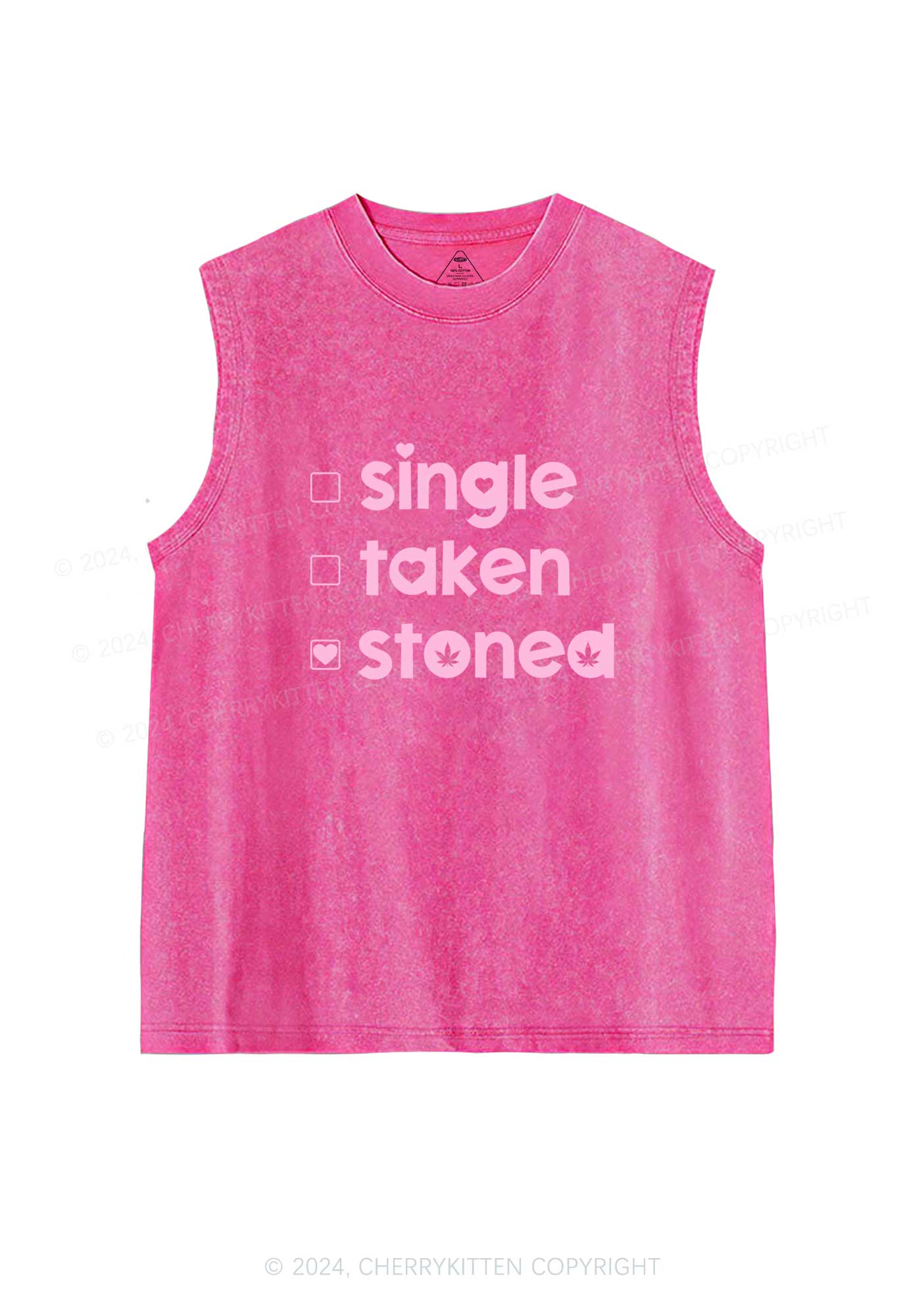 Single Taken Stoned Y2K Valentine's Day Washed Tank Cherrykitten