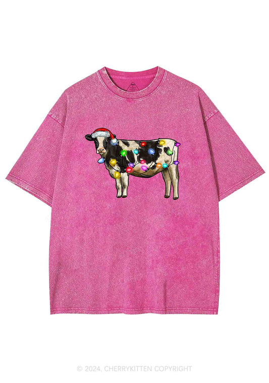 Christmas Cow Y2K Washed Tee Cherrykitten